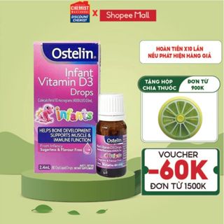 Siro bổ sung Vitamin D3 dạng nhỏ giọt cho bé Ostelin infant drops 2,4ml của Úc