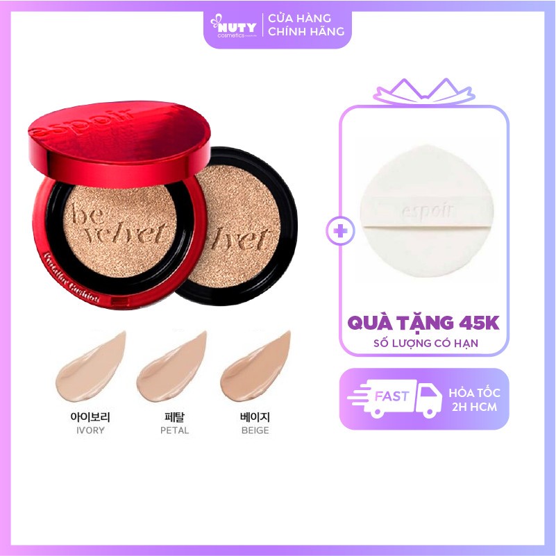 Phấn Nước Espoir Pro Tailor Be Velvet Cushion SPF34 PA++ (Kèm Lõi)