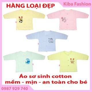 1 Áo Tay Dài Màu cho bé trai bé gái sơ sinh ADM - áo sơ sinh dài tay chất cotton cho bé 3-6kg ( hình in theo lô)