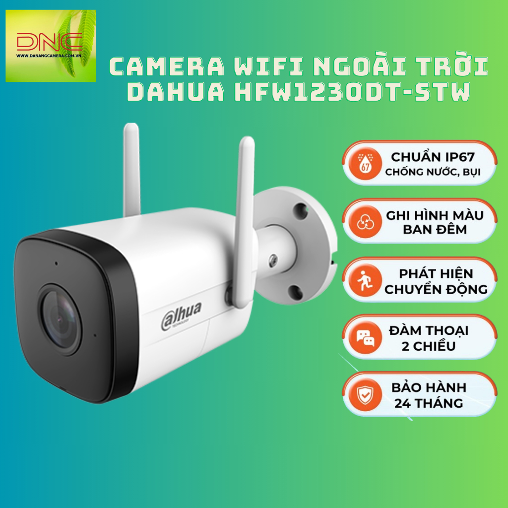 Camera IP Wifi ngoài trời 2MP DAHUA DH-IPC-HFW1230DT-STW - Đàm thoại 2 chiều - Hàng chính hãng