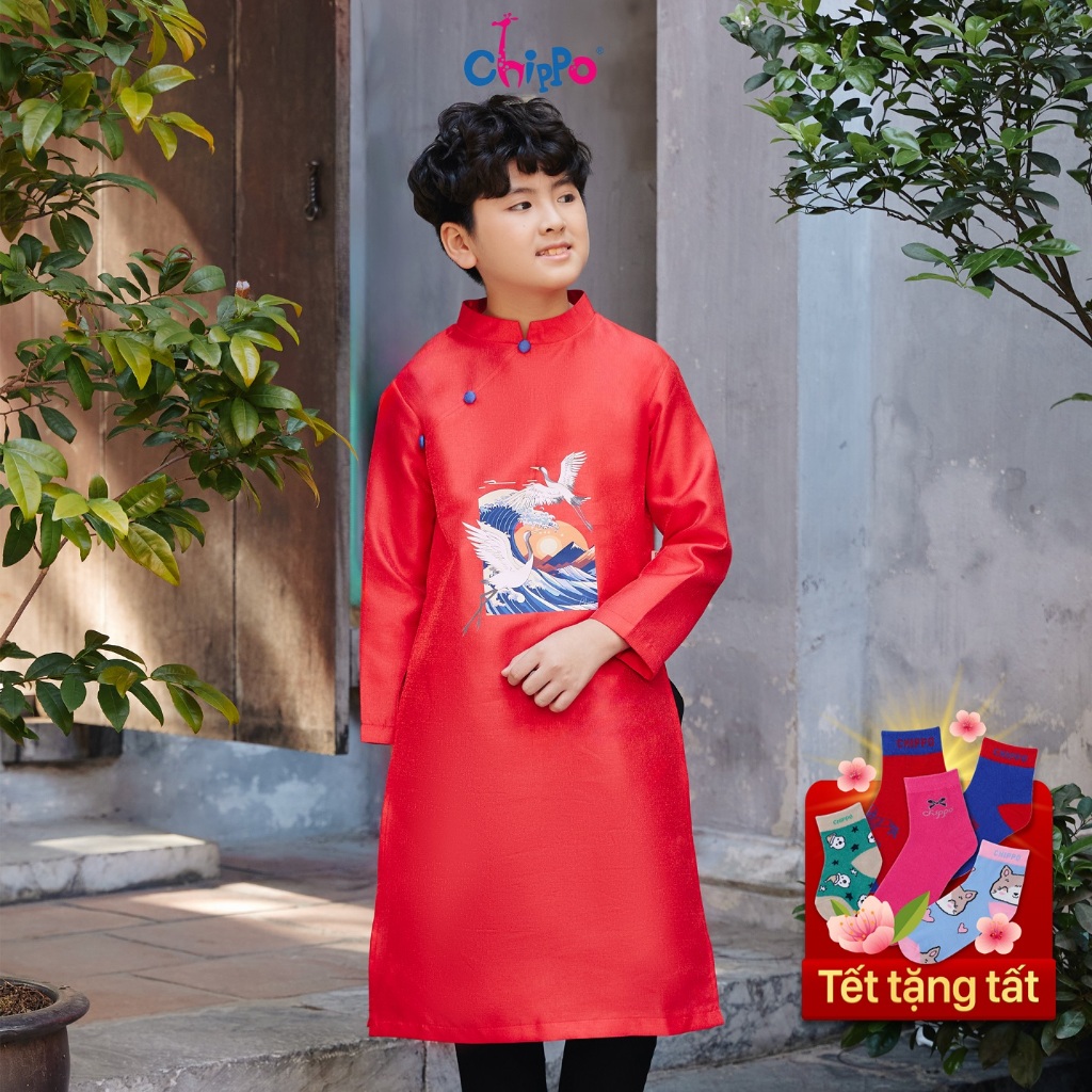 Áo dài bé trai Tết Chippo dáng cách tân mẫu mới cho bé trai 12 13 14 15 Tuổi từ 36-55kg Quần áo trẻ em