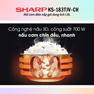 [HỎA TỐC] Nồi cơm điện Sharp KS-183TJV-CH (Dung tích 1.8L) - Hàng Chính Hãng