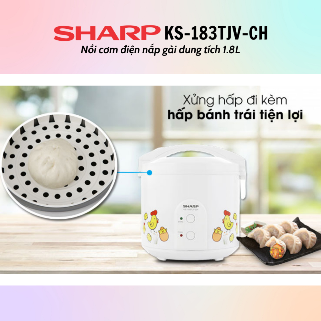 Nồi cơm điện Sharp KS-183TJV-CH (Dung tích 1.8L) - Hàng Chính Hãng