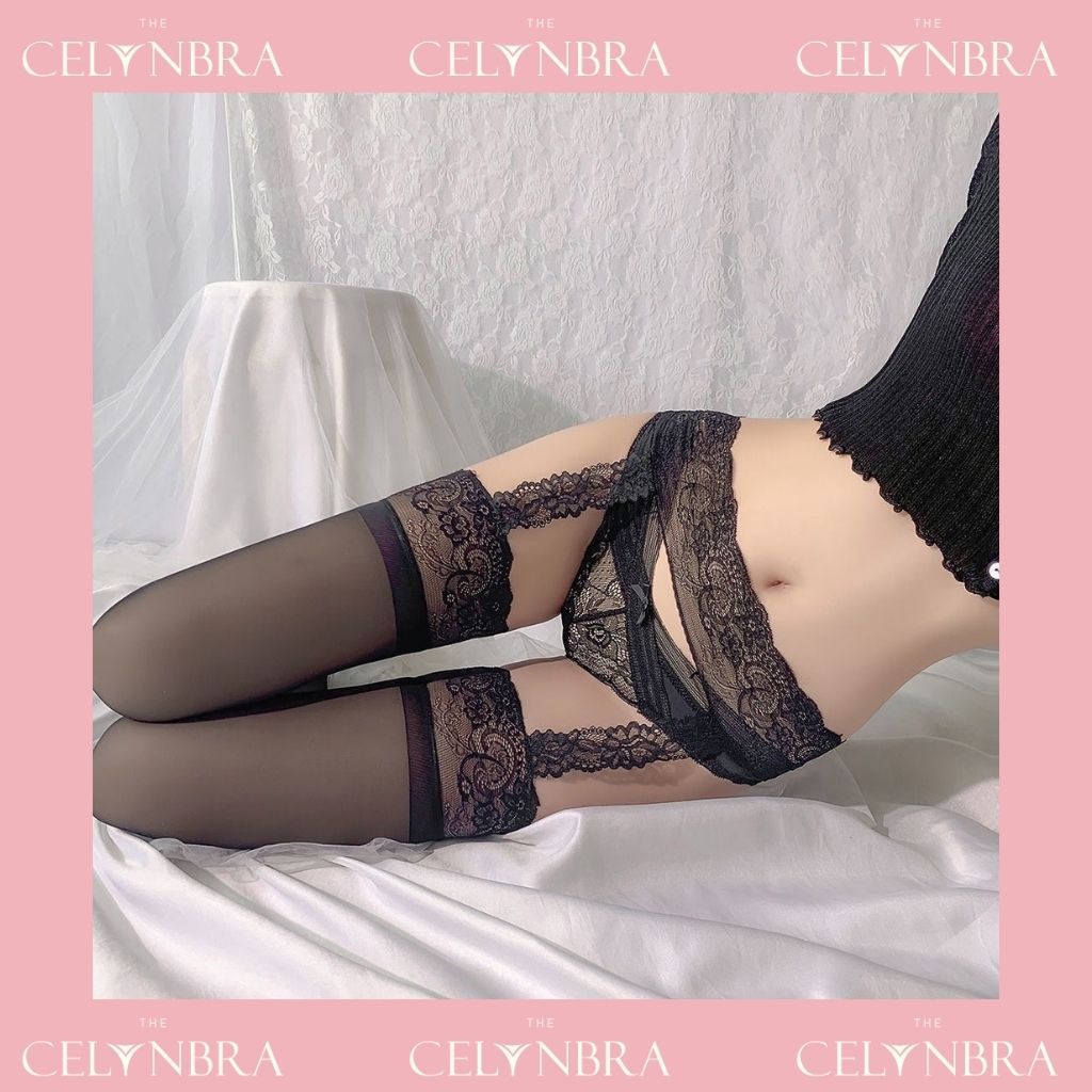 Tất đùi kèm đai ren hông siêu mỏng xuyên thấy THE CELYNBRA - T3