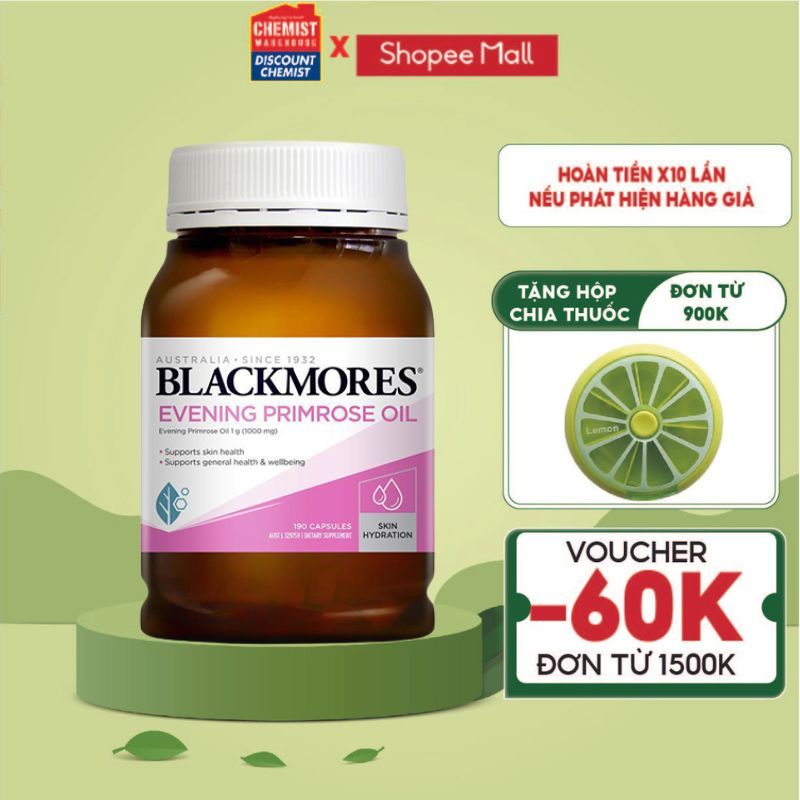 Tinh dầu hoa anh thảo điều hòa nội tiết tố nữ Blackmores Evening Primrose Oil 190 viên của Úc