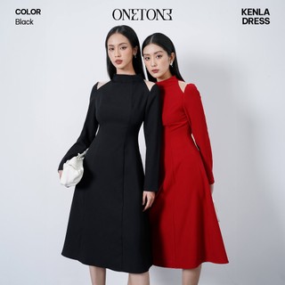 Váy liền Onetone dáng xòe phối lưới vai Kenla