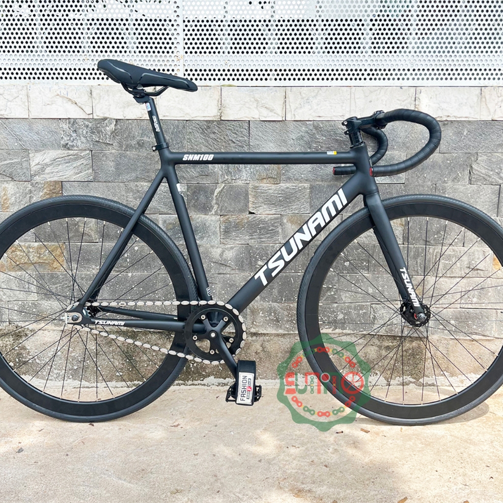 Xe đạp fixed gear TSUNAMI SNM100 cơ bản bánh 4cm - Màu đen