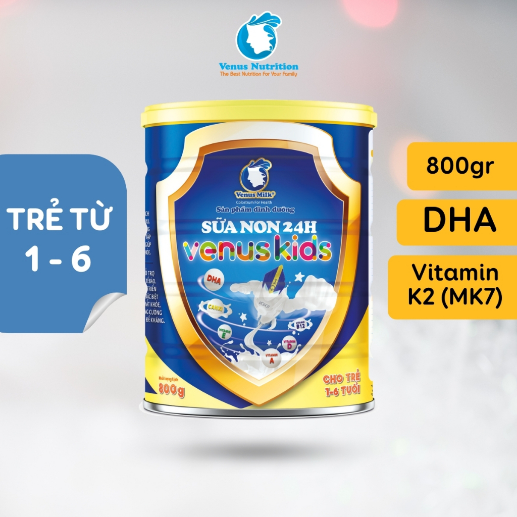 Sữa non 24h VenusKids Venus Nutrition sữa dinh dưỡng dành cho trẻ em bổ sung chất cần thiết 800g/1 lon