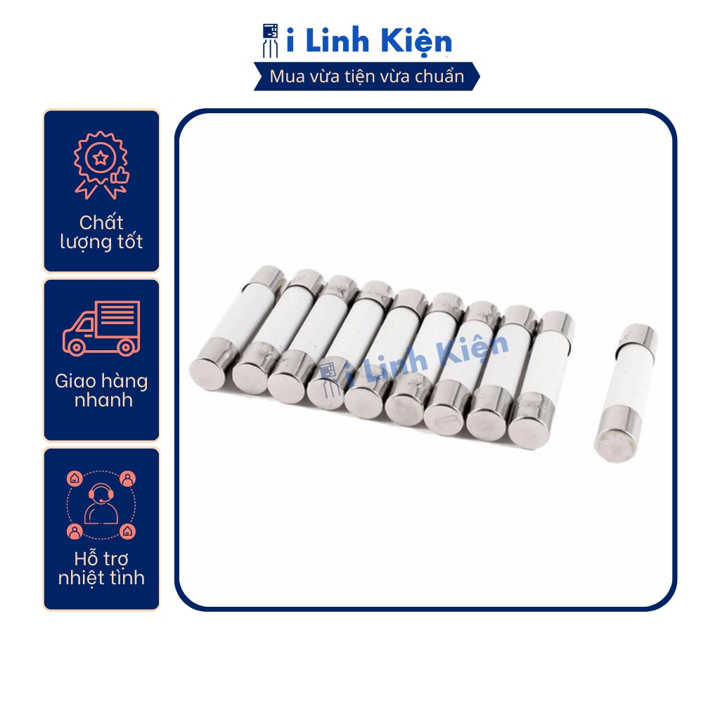 Cầu chì sứ 3A 5x20mm túi 10 con.