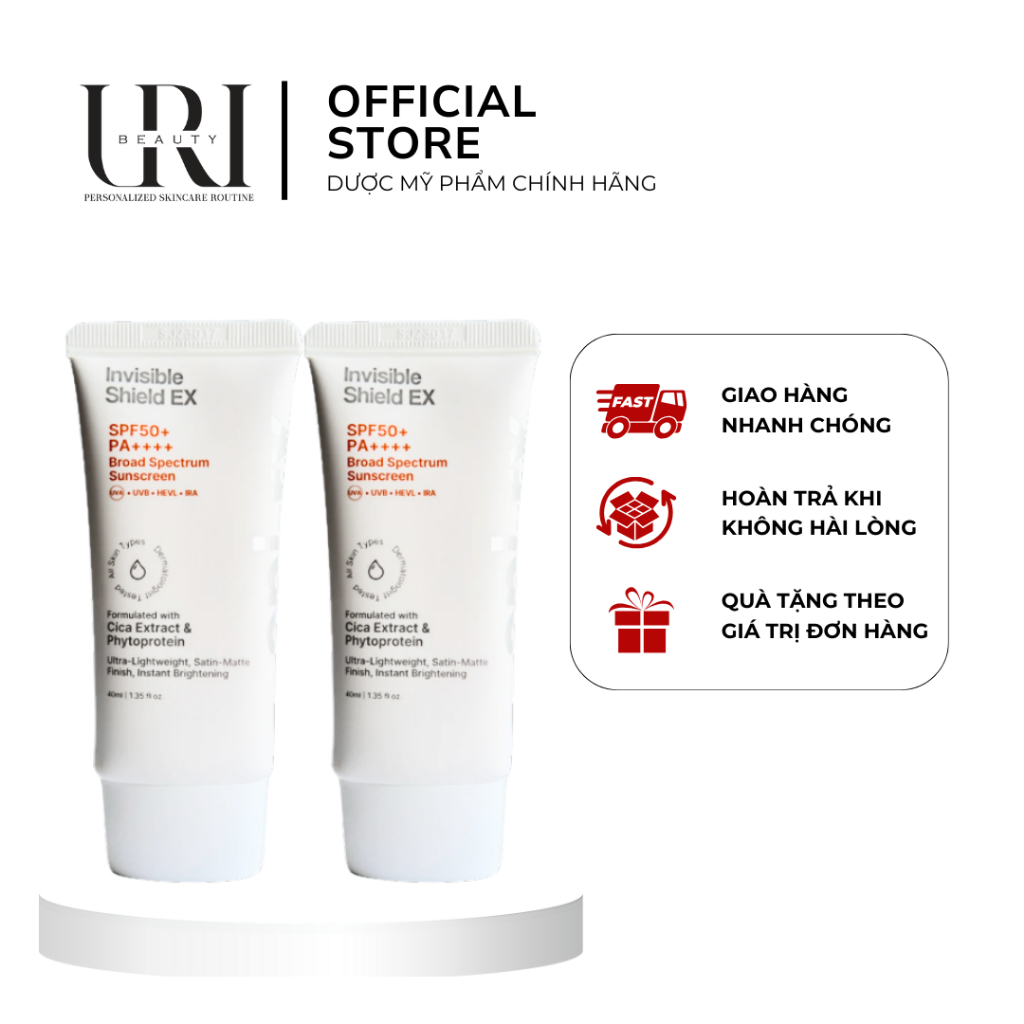 [ Hàng cty] Kem chống nắng phổ rộng Epi-rx Invisible Shield EX 40ml kiềm dầu nâng tone chống nước tốt