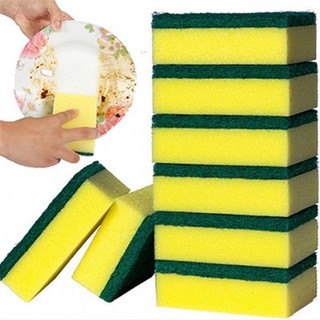 Miếng bọt biển rửa bát chén 2 mặt xanh vàng tạo bọt . đtbx