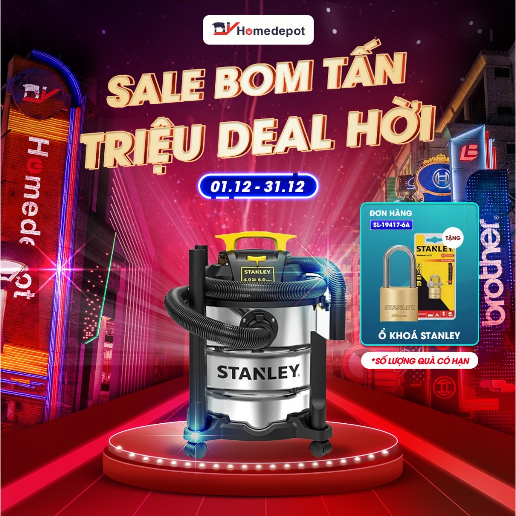 Máy hút bụi 3 chức năng - Khô/Ướt/Thổi Stanley SL19417-6A 4000W 5.5HP - Bảo hành 12 tháng