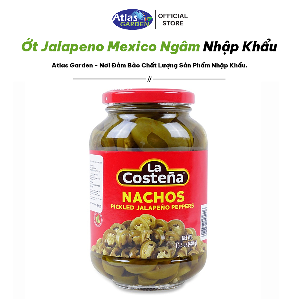 Ớt Jalapeno Mexico Cẳt Lát Ngâm La Costena Nacho Pickled Jalapeno Peppers Hũ 440g