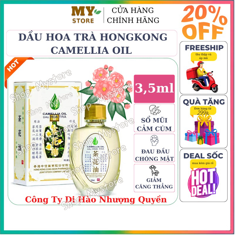 (Chính Hãng) Dầu Hoa Trà Hồng Kông Di Hào Camellia Oil 3,5ml
