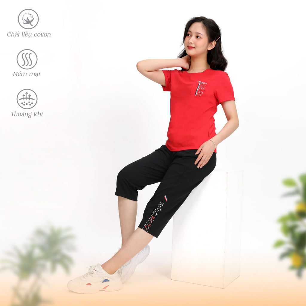 Đồ bộ nữ mặc nhà kiểu quần lửng tay ngắn cvc 194p 7002 PALTAL duyên dáng và thanh lịch