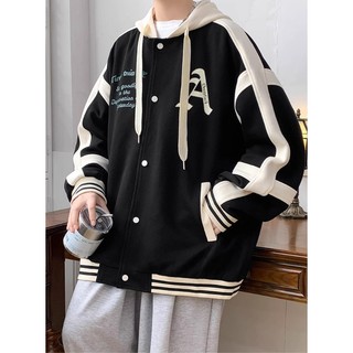  Áo hoodie nữ - khoác nỉ Bomber Unisex CHỮ A phối viền có mũ 2 lớp dày dặn ulzzang phong cách Hàn Quốc cúc bấm 