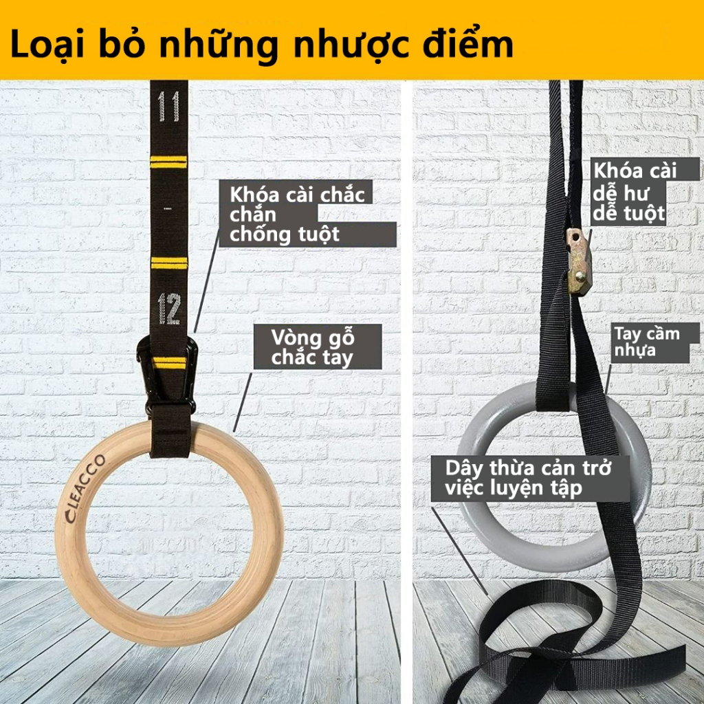 Vòng Treo Xà Bảo Hành 12 Tháng Vòng Tập Gym Calisthenics Dây Có Vạch Đo Khóa Cài Chắc Chắn  Cleacco VTX Boro Sport