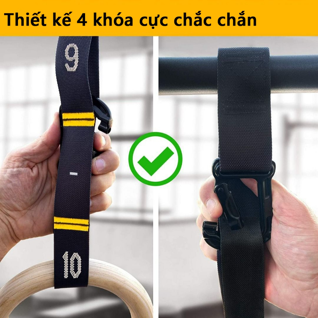 Vòng Treo Xà Bảo Hành 12 Tháng Vòng Tập Gym Calisthenics Dây Có Vạch Đo Khóa Cài Chắc Chắn  Cleacco VTX Boro Sport