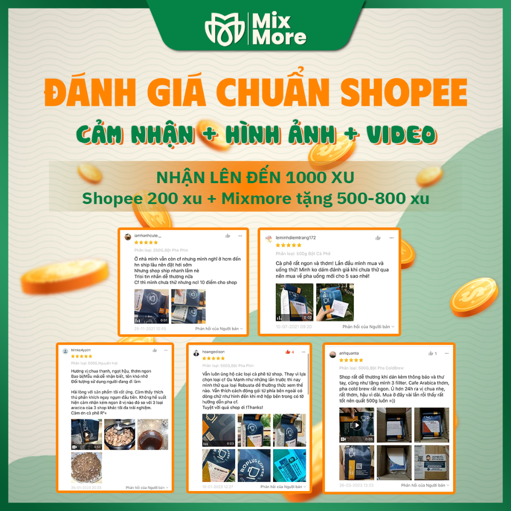 Cà phê Typica Cầu Đất Roplus Coffee nguyên chất 100% pha phin, máy, Coldbrew, Drip thơm nồng nàn Mixmore