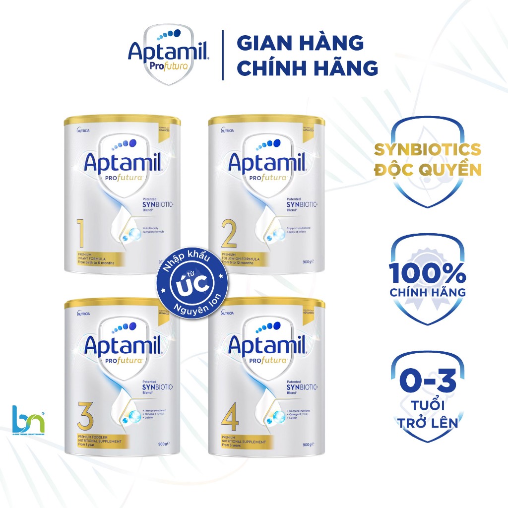 Sữa bột Aptamil ProFutura Úc số 1,2,3,4 cho bé hộp 900g