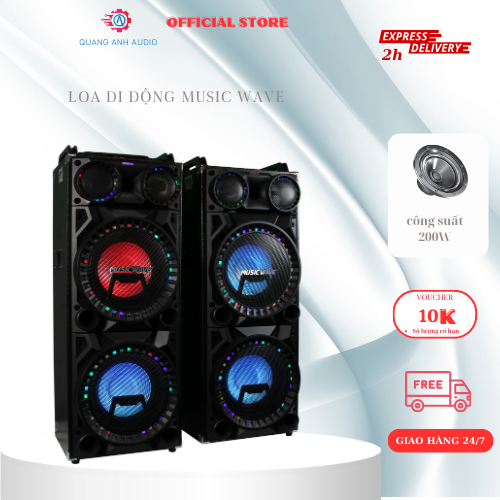 LOA DI ĐỘNG MUSIC WAVE TÍCH HỢP MICRO MIXER POWER VÀ LOA