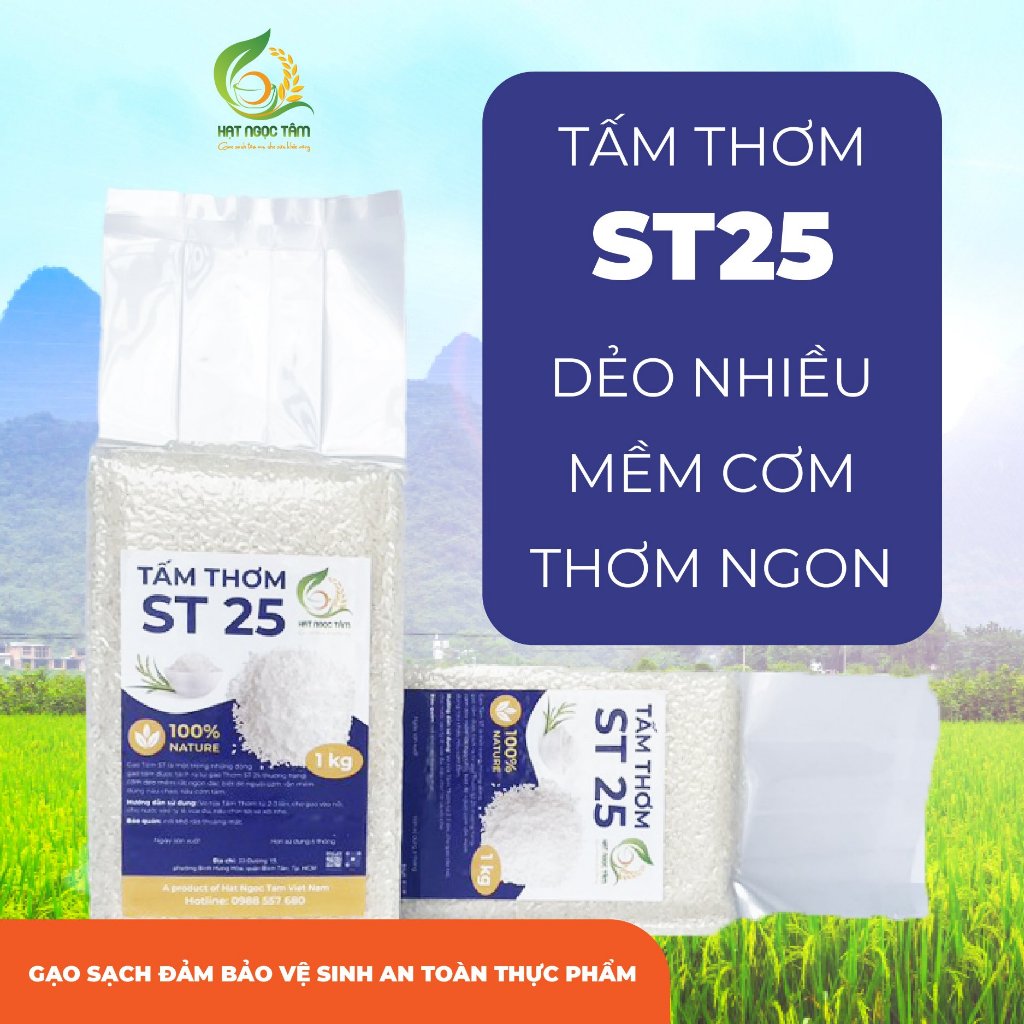 Gạo Tấm ST25 Thơm Dẻo Ngọt Nấu Cơm, Cháo (1kg)