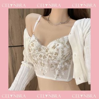 Áo corset vintage thêu hoa, Áo bra đệm mỏng có gọng nâng ngực sexy THE CELYNBRA - B07