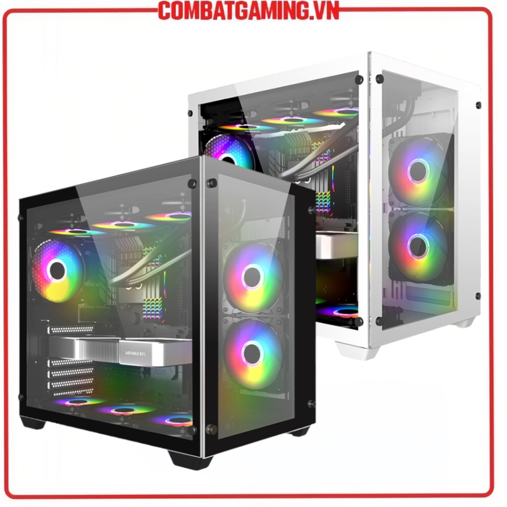 Case Máy Tính 1stplayer MegaView MV7 ATX Black White Hàng Chính Hãng