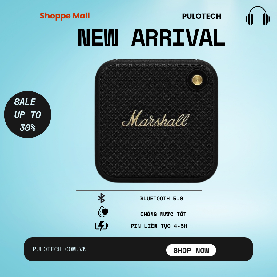 Loa bluetooth MINI MARSHALL WILLEN thiết kế nhỏ gọn sang trọng âm thanh hay pin siêu trâu PULOTECH