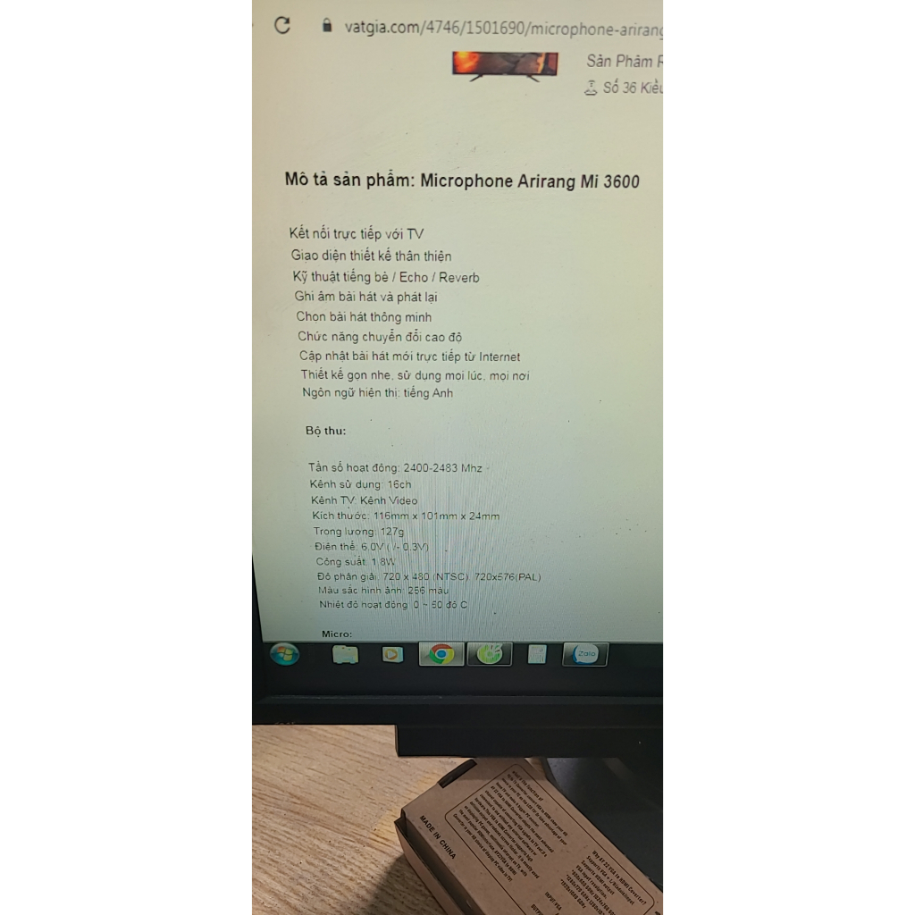 Bộ micro arirang Wireless Mi 3600 có đầu thu có remoster nguyên hộp