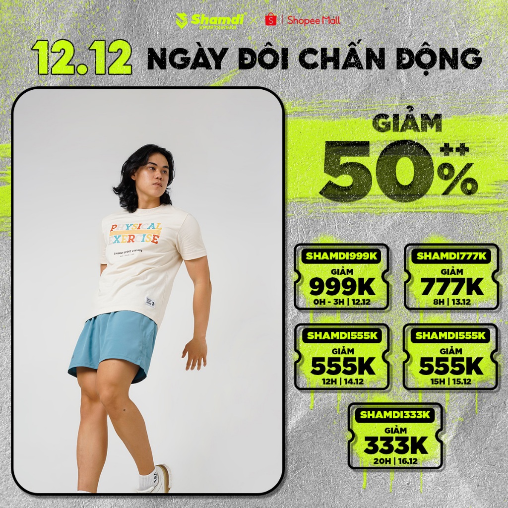 Quần Short Nam Tập Gym Chạy Bộ Đạp Xe Thể Thao SHAMDI Running Ultra Fast Thoáng Khí Thoải Mái Vận Động - SD1212