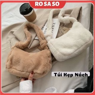  Túi xách nữ kẹp nách đeo vai lông nhung đẹp mùa đông đi chơi tết cà phê phong cách Hàn Quốc ROSASO TX118 