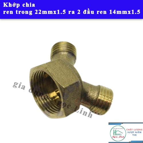 Đầu chia nước 2 đầu ngõ ra dùng cho máy rửa xe, máy phun xịt cao áp ren ngoài 22mmx1.5