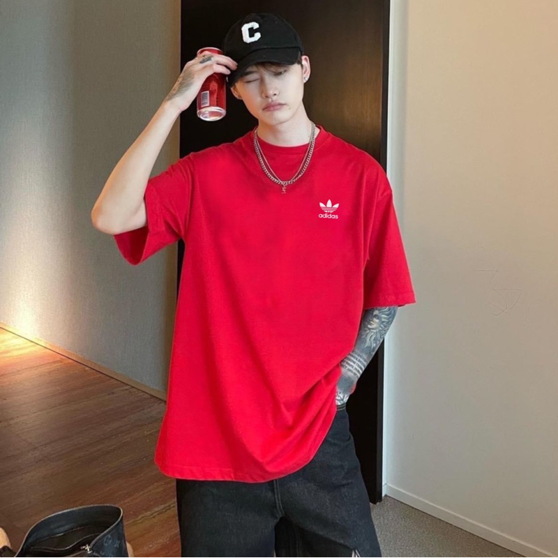 Áo thun ADIDAS, Áo phông đỏ cá tính mạnh, 2c 100% cao cấp