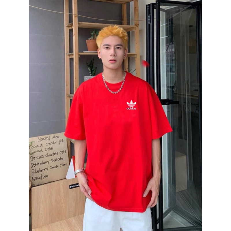 Áo thun ADIDAS, Áo phông đỏ cá tính mạnh, 2c 100% cao cấp