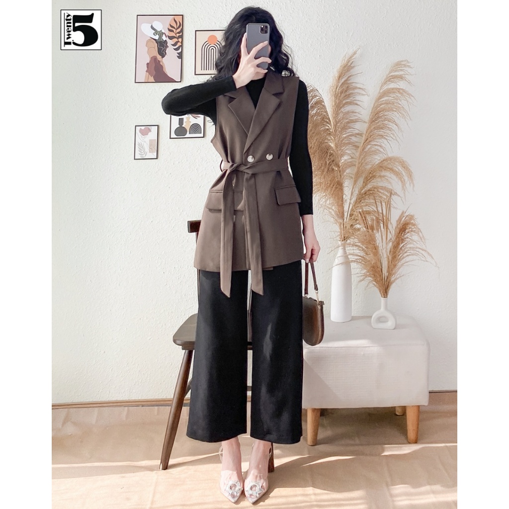 Áo len nữ Twentyfive dáng ôm giữ nhiệt vải gân tăm co dãn cổ lỡ 3cm 5299