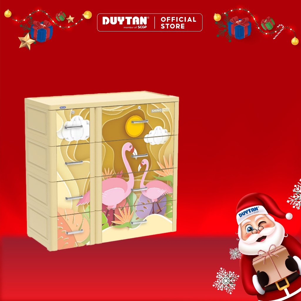 Tủ nhựa Duy Tân Shino 4 tầng 8 ngăn lớn nhỏ tiện lợi sắp xếp quần áo, vật dụng đa năng trong một
