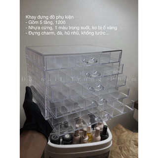 Khay đựng phụ kiện charm đá nail loại xịn, trong suốt