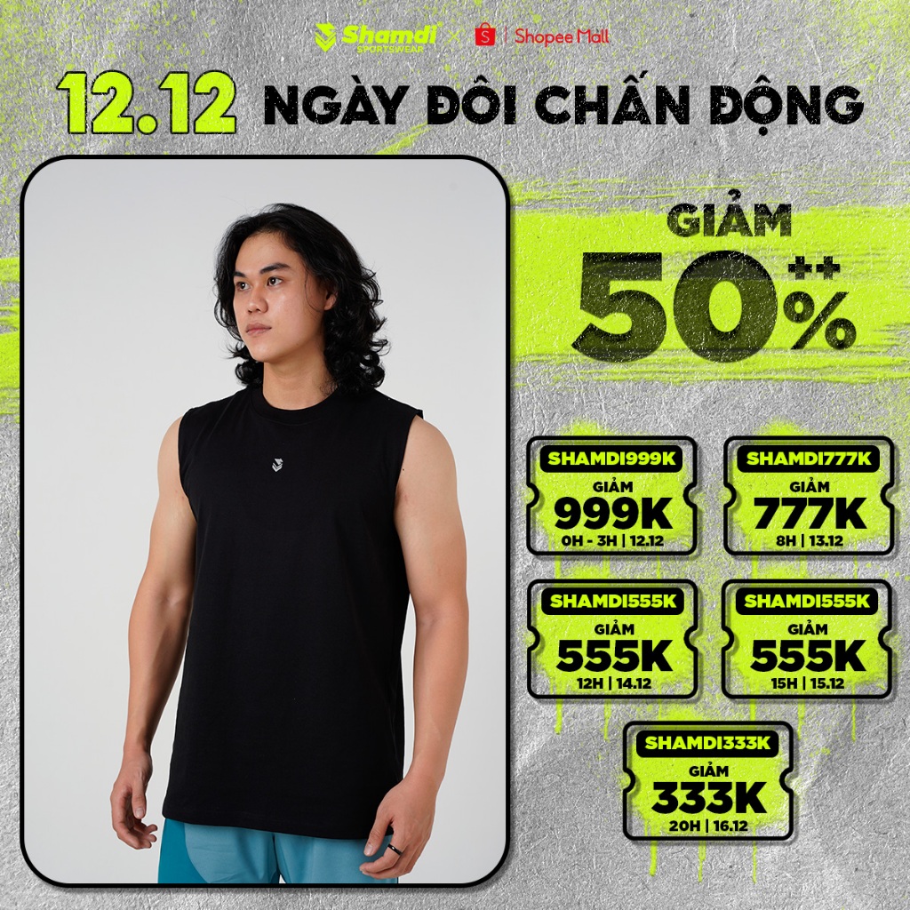 Áo Tank Nam Tập Gym Chạy Bộ Thể Thao SHAMDI Energy Co Giãn 2 Chiều, Thoáng Mát, Thấm Hút Tốt - SD1198