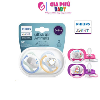 Ti giả Avent Ultra Air Animals chỉnh nha đầu dẹt chính hãng ( size 0-6m và 6-18m )