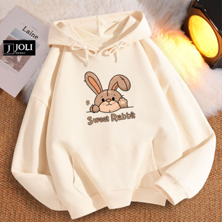Áo Hoodie Sweet Rabbit Nam Nữ By JOLI Unisex Chất Nỉ Lót Bông Mũ 2 Lớp Form Rộng J Joli Trendy