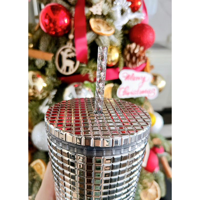 Ly Cold Cup Starbucks Grid Metallic Silver Dung Tích 709ml