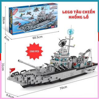 Mô hình lắp ráp tàu chiến hạm warship tc112 1560 pcs 6in1tàu chiến khổng lồ.chất liệu nhựa an toàn không mùi