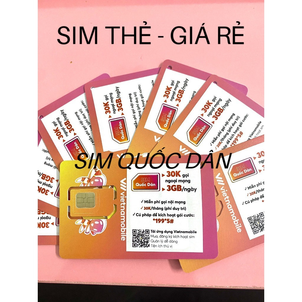 SIM QUỐC DÂN VIETNAMOBILE 3G NGÀY TK30K - MIỄN PHÍ THÁNG ĐẦU