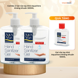 Combo 2 chai gel rửa tay khô kháng khuẩn Aquavera 500ml tặng 1 chai gel rửa tay 500ml