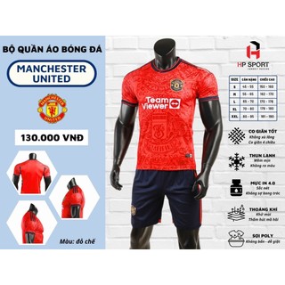 Bộ quần áo bóng đá MU đỏ họa tiết logo chìm - thiết kế HP 2024