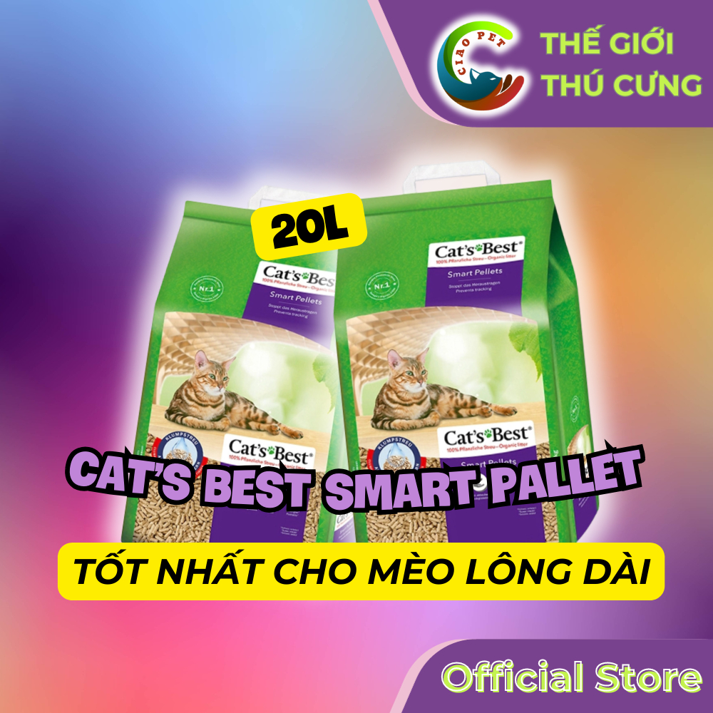 Cát gỗ vệ sinh hữu cơ Cat's Best Smart Pellets dành cho mèo lông dài | 10kg | Không dính lông