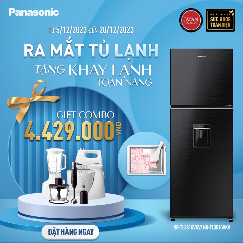 Tủ lạnh Panasonic Diệt Khuẩn 326L NR-TL351GVKV Lấy Nước Ngoài Kháng Khuẩn -  Bộ Cảm biến Econavi - Ngăn Đá Trên