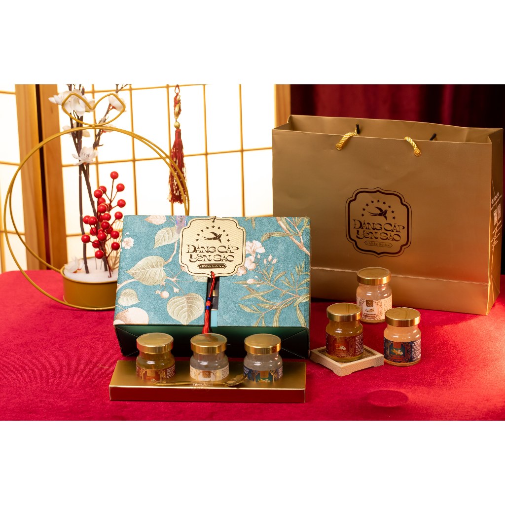 Set yến quà tặng Việt Vương Yến Hộp cánh sóng tiêu chuẩn tổ 6 hũ x 70ml, bổ sung dinh dưỡng, bồi bổ sức khỏe