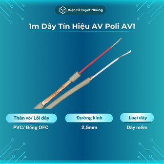 1m dây tín hiệu av poli av1 lõi đồng ofc - dây tín hiệu âm thanh av, cáp tín hiệu av bh lỗi 1-1